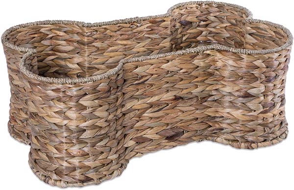 Photo of a woven basket shaped like a dog bone