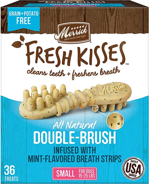 Photo of a box of Merrick Fresh Kisses Oral Care Dental Dog Treats