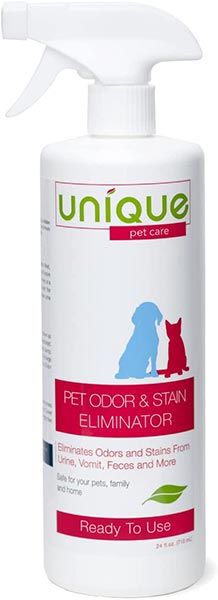 Photo of a bottle of Unique Pet Odor and Stain Eliminator