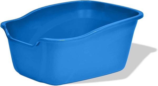 Photo of a blue Van Ness Pets Large High Sided Cat Litter Box