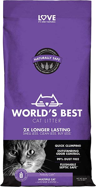 Photo of a bag of Worlds Best Cat Litter Scented Clumping Litter