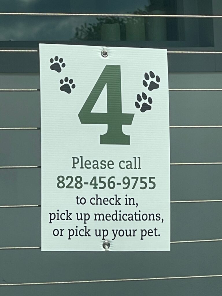 call from the parking lot to check in at a fear free vet